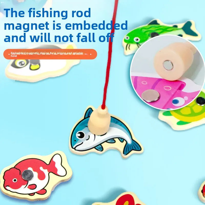 Vostara Wooden Magnetic Fishing Game for Kids