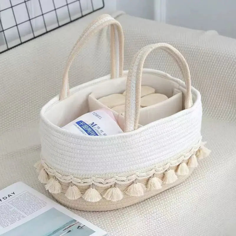 Vostara Handwoven Storage Basket with Removable Compartments