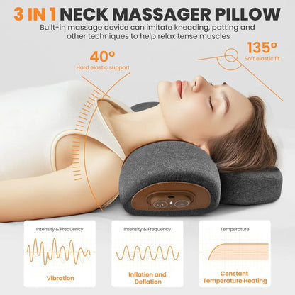Vostora Adjustable Heating Massage Neck Pillow with Memory Foam