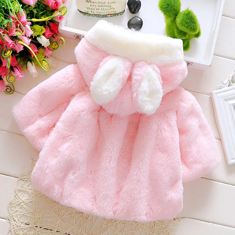 Vostara Girls Faux Fur Hooded Coat
