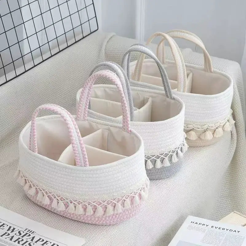 Vostara Handwoven Storage Basket with Removable Compartments