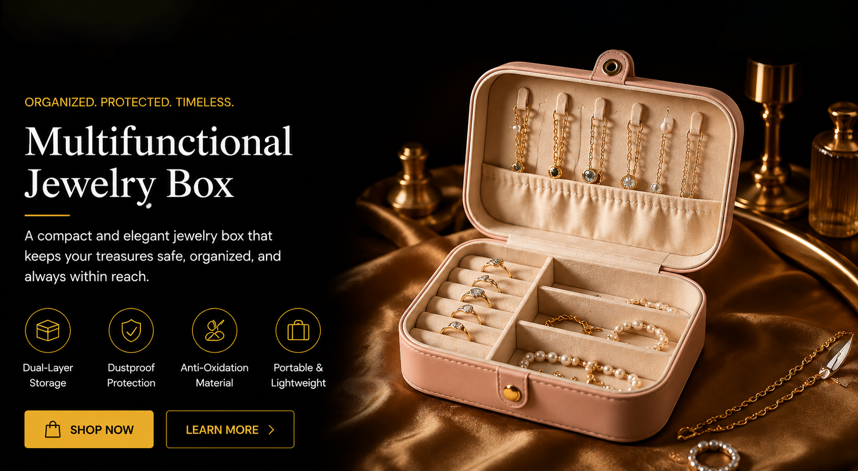 Vostara Portable Dual Layer Jewelry Storage Box - Product Details 1