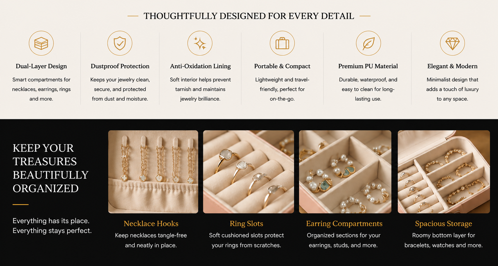 Vostara Portable Dual Layer Jewelry Storage Box - Product Details 3