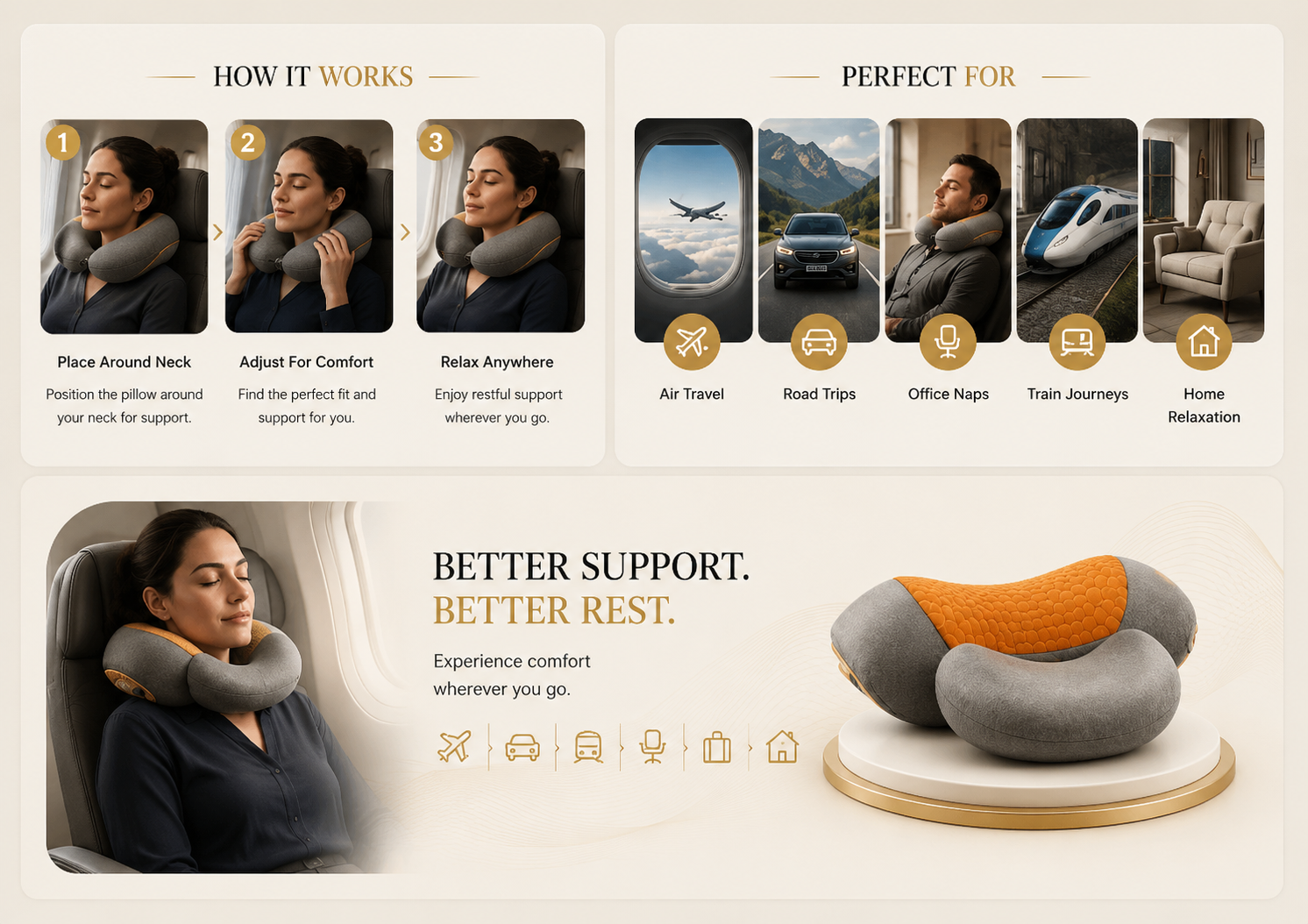 Vostora Adjustable Heating Massage Neck Pillow with Memory Foam - Product Details 3