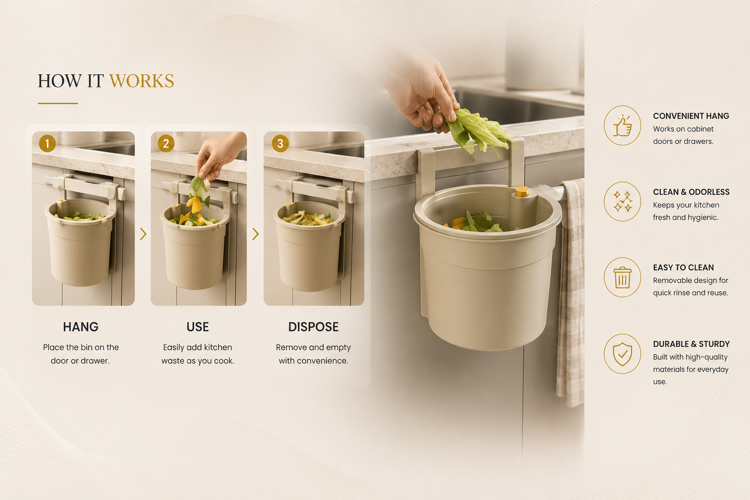 Vostara Hanging Sink Drain Basket for Kitchen Use - Product Details 3