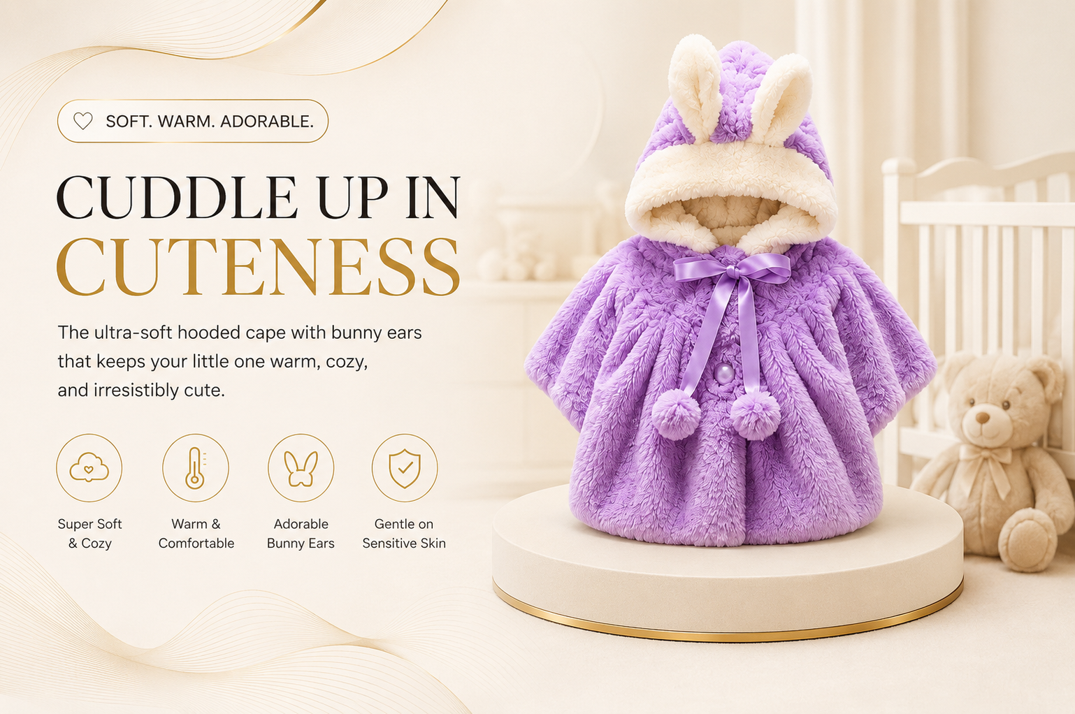 Vostara Girls Faux Fur Hooded Coat - Product Details 1