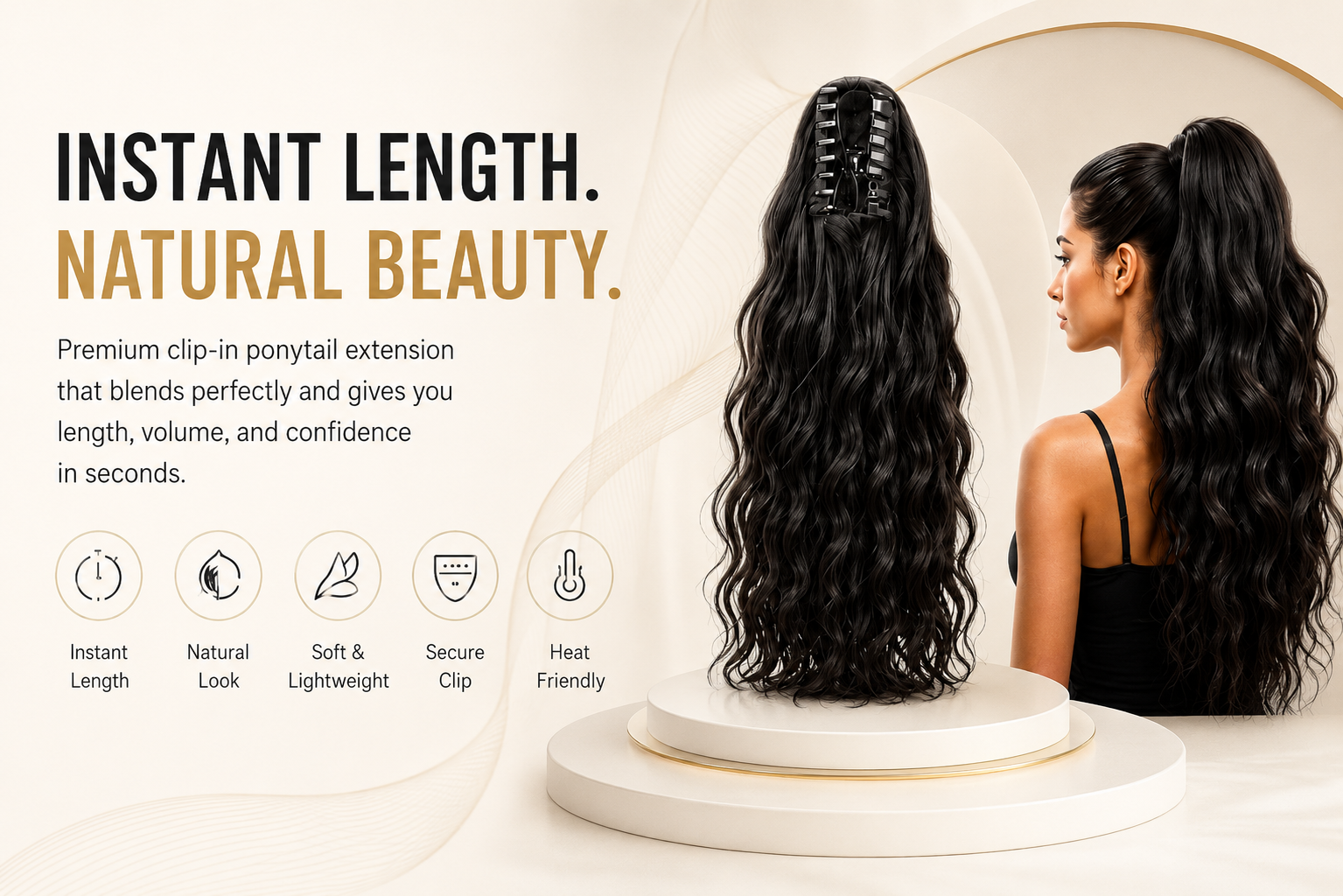 Vostara Synthetic Hair Ponytail with Claw Clip - Product Details 1