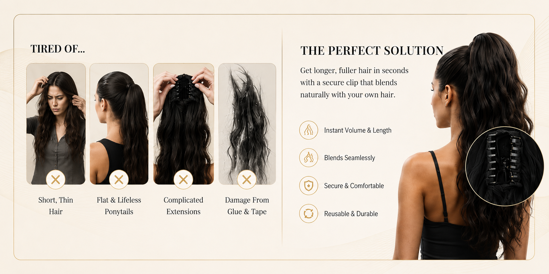 Vostara Synthetic Hair Ponytail with Claw Clip - Product Details 2