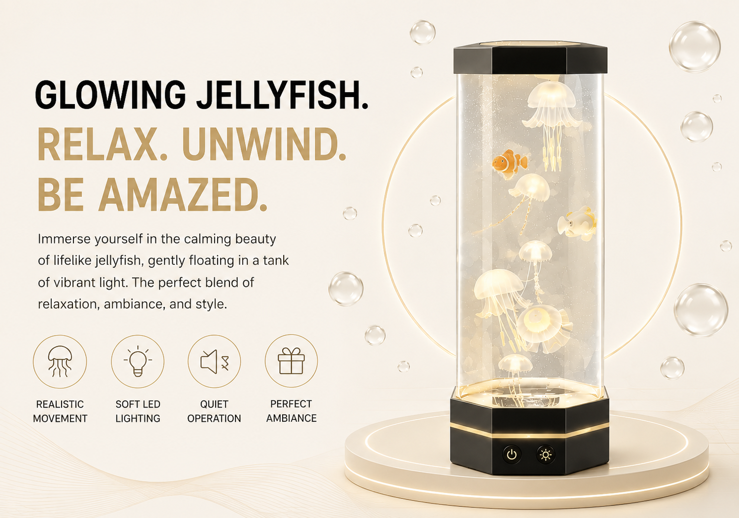 Vostara Remote Control Color Changing Jellyfish USB Night Light - Product Details 1