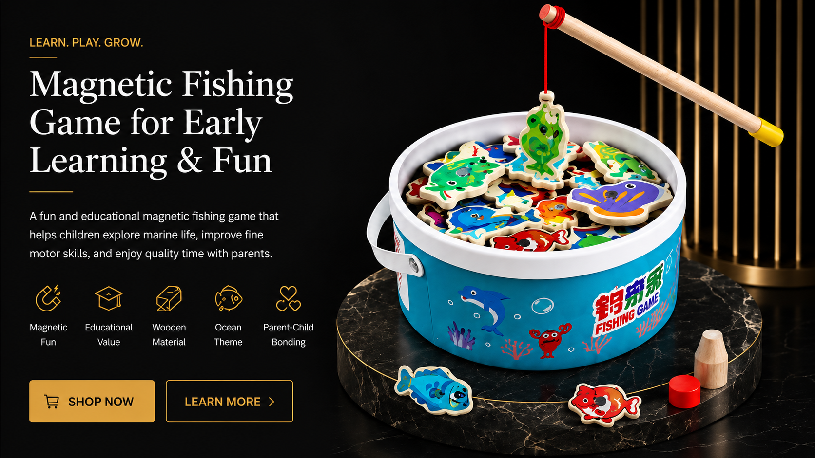 Vostara Wooden Magnetic Fishing Game for Kids - Product Details 3