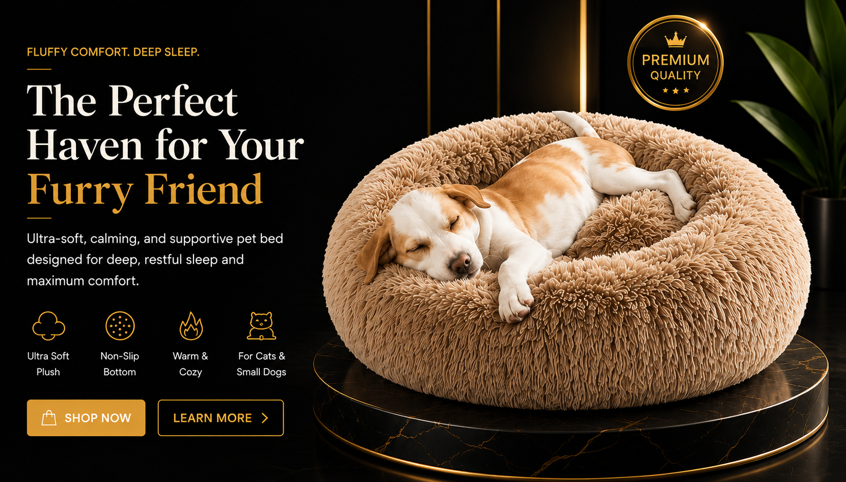 Vostara Round Fluffy Plush Pet Bed - Product Details 2