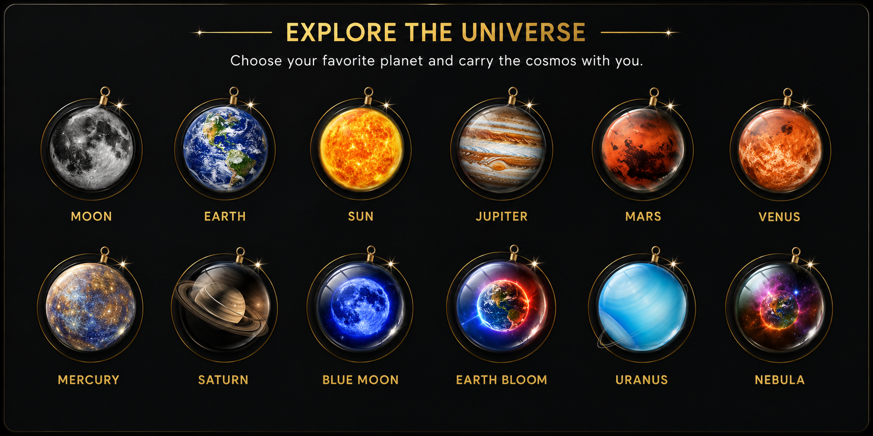 Vostara Solar System Pendant Necklace - Product Details 2
