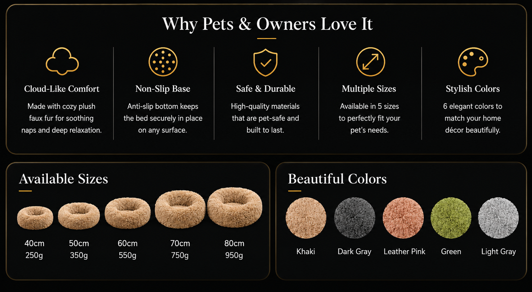 Vostara Round Fluffy Plush Pet Bed - Product Details 1
