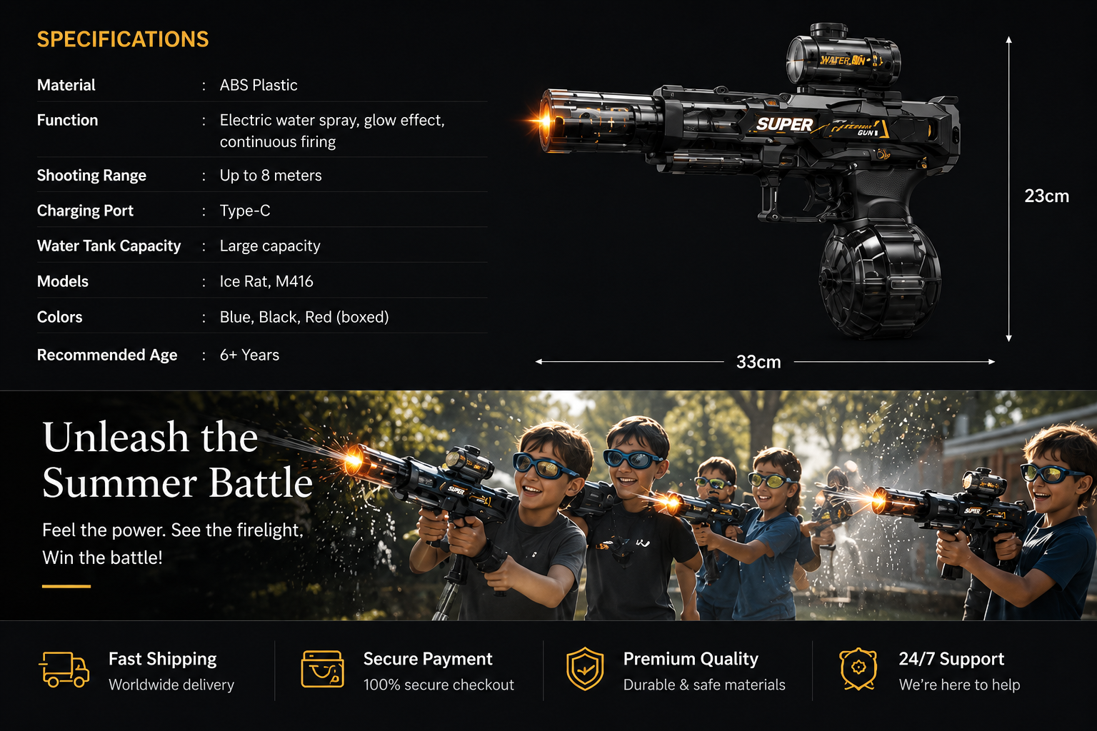 Vostara Electric Water Gun with Light Effect - Product Details 1