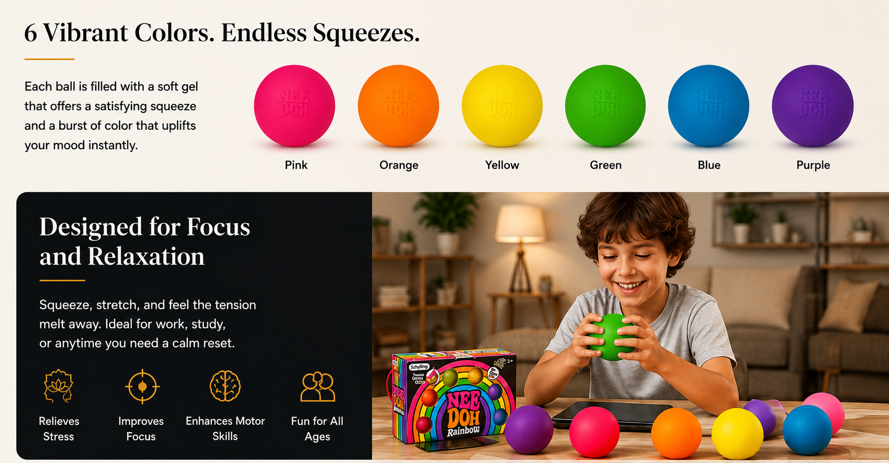 Vostara Rainbow Teenie Stress Relief Ball - Product Details 3
