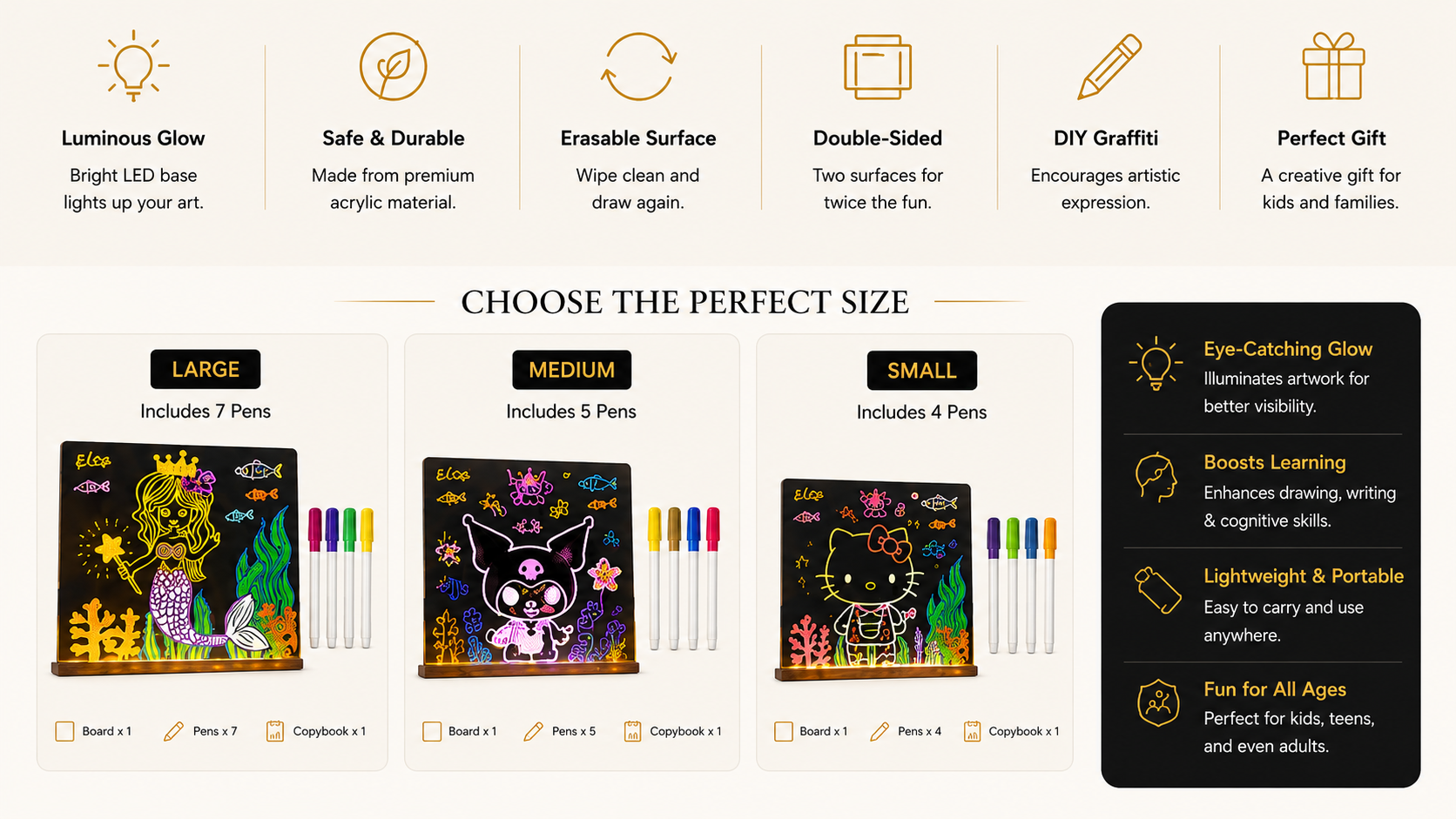 Vostara Luminous Drawing Board for Kids - Product Details 1