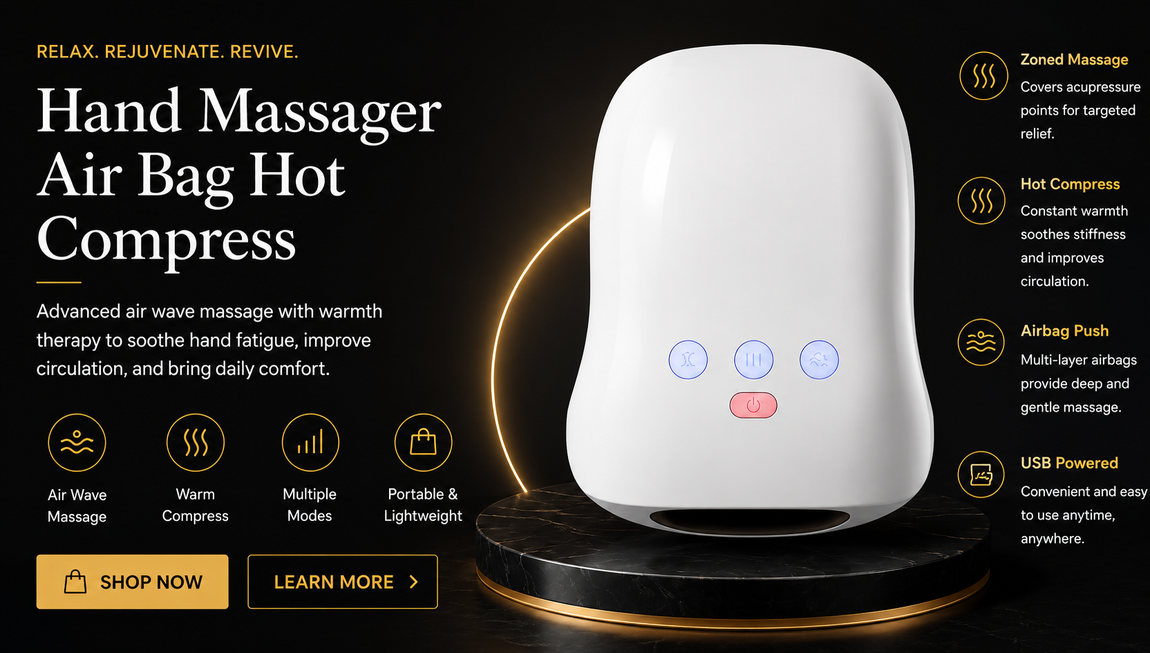 Vostara Hand Massager with Heating and Air Wave Technology - Product Details 1