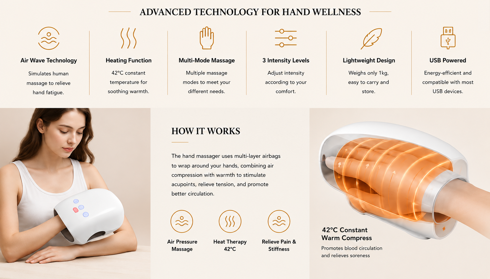 Vostara Hand Massager with Heating and Air Wave Technology - Product Details 2