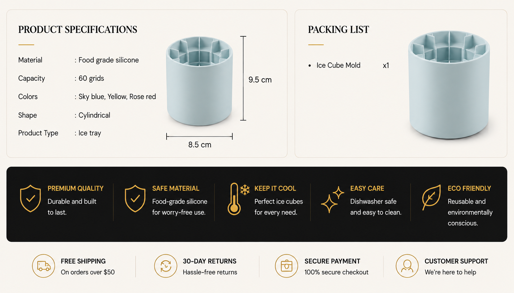 Vostara Silicone Ice Cube Mold - Product Details 3