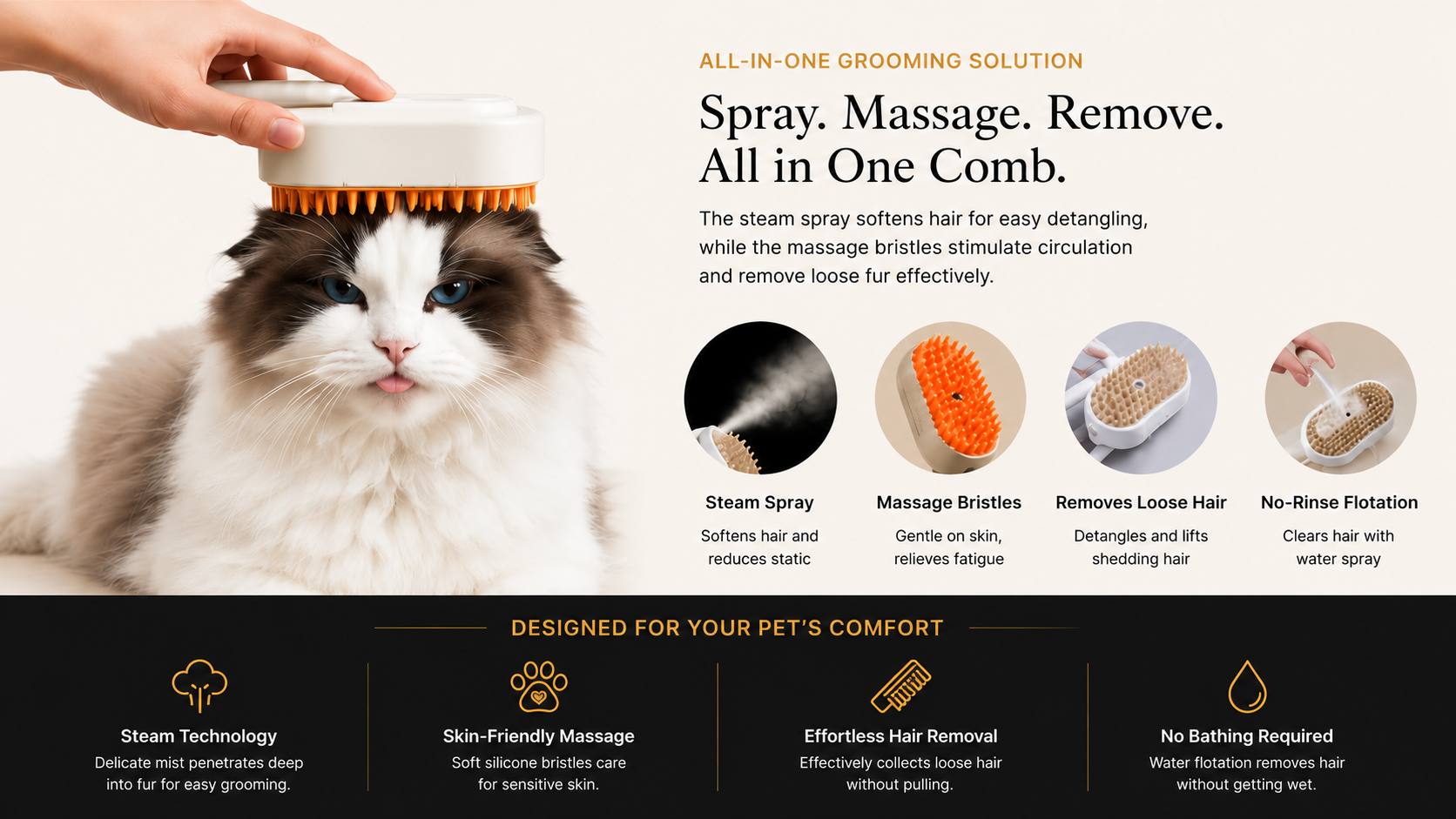 Vostara Pet Spray Massage Comb Cat Steam Comb Hair Comb - Product Details 1