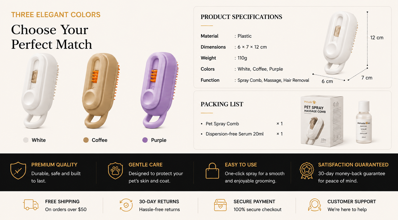 Vostara Pet Spray Massage Comb Cat Steam Comb Hair Comb - Product Details 3