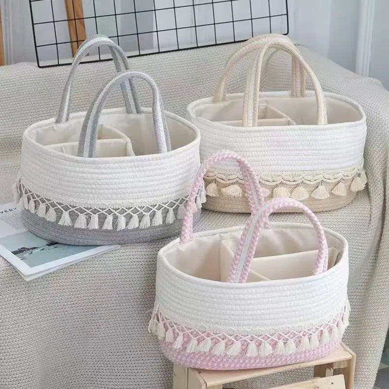 Vostara Handwoven Storage Basket with Removable Compartments