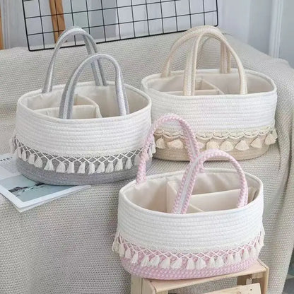 Vostara Handwoven Storage Basket with Removable Compartments