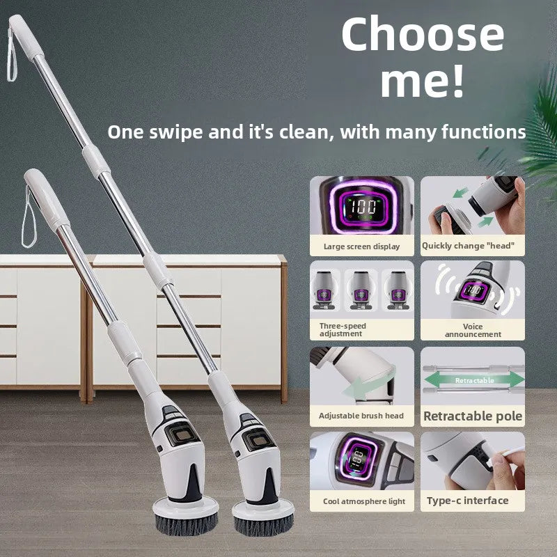 Vostara Multifunctional Wireless Electric Cleaning Brush with Voice Prompt