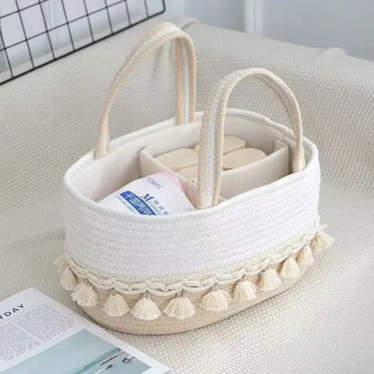 Vostara Handwoven Storage Basket with Removable Compartments