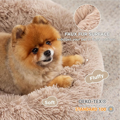 Vostara Round Fluffy Plush Pet Bed